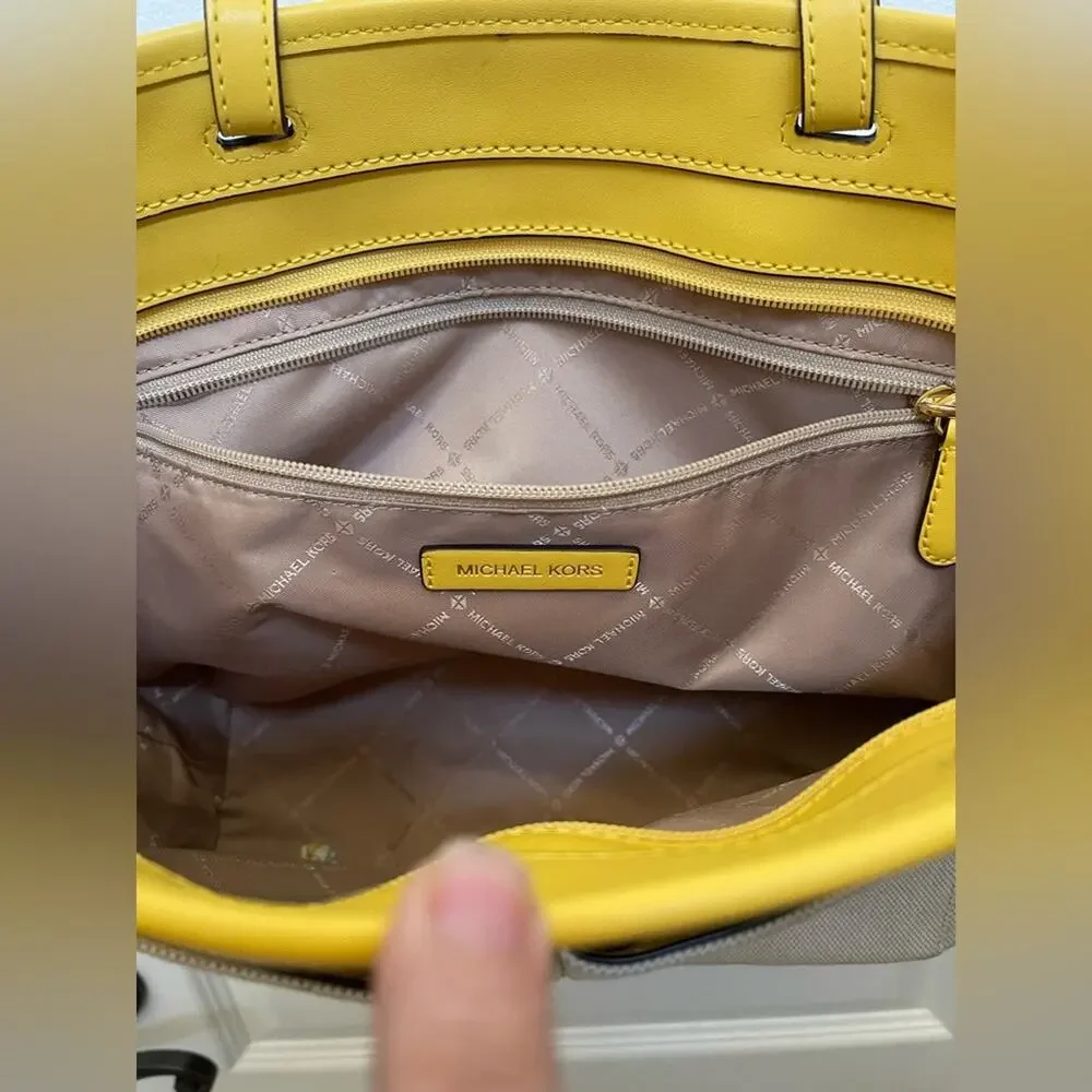 Michael Kors Cream and Yellow Leather Tote - Picture 13 of 15